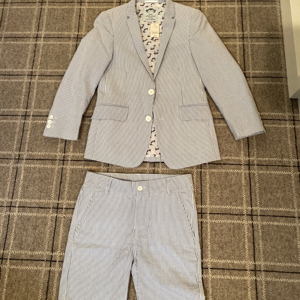 Appaman Boys Seersucker Shorts/Blazer Suit Set Size 10
